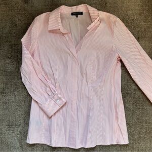 Pink and White Striped Button-Up Shirt